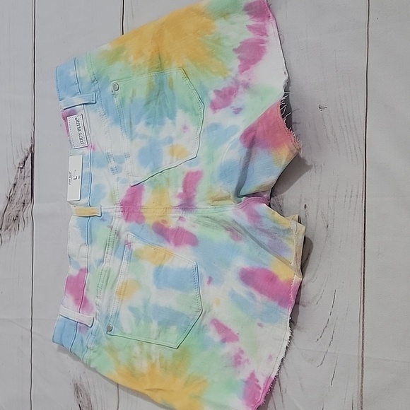 JUDY Blue Pastel Tie Dye Cutoff Shorts size Large Raw Hem Frayed - Picture 4 of 4